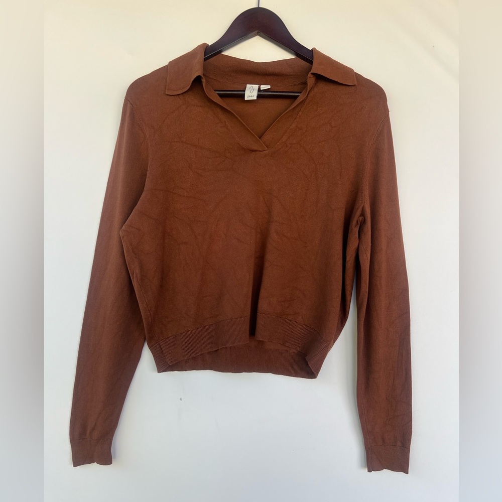 Joie Brown V-Neck Sweater‎ Size L
